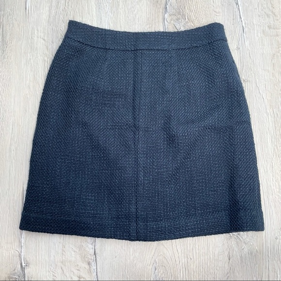 Loft Knited Wool Blend Button Blue Skirt Sz 2 - Picture 2 of 8